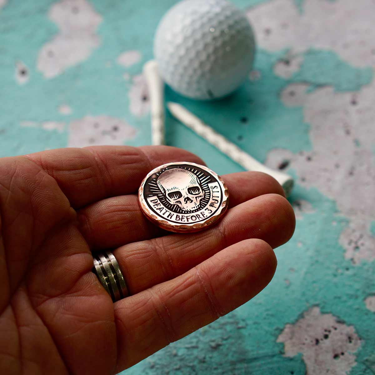 Death Before 3 Putts Ball Marker (Hammered Copper)